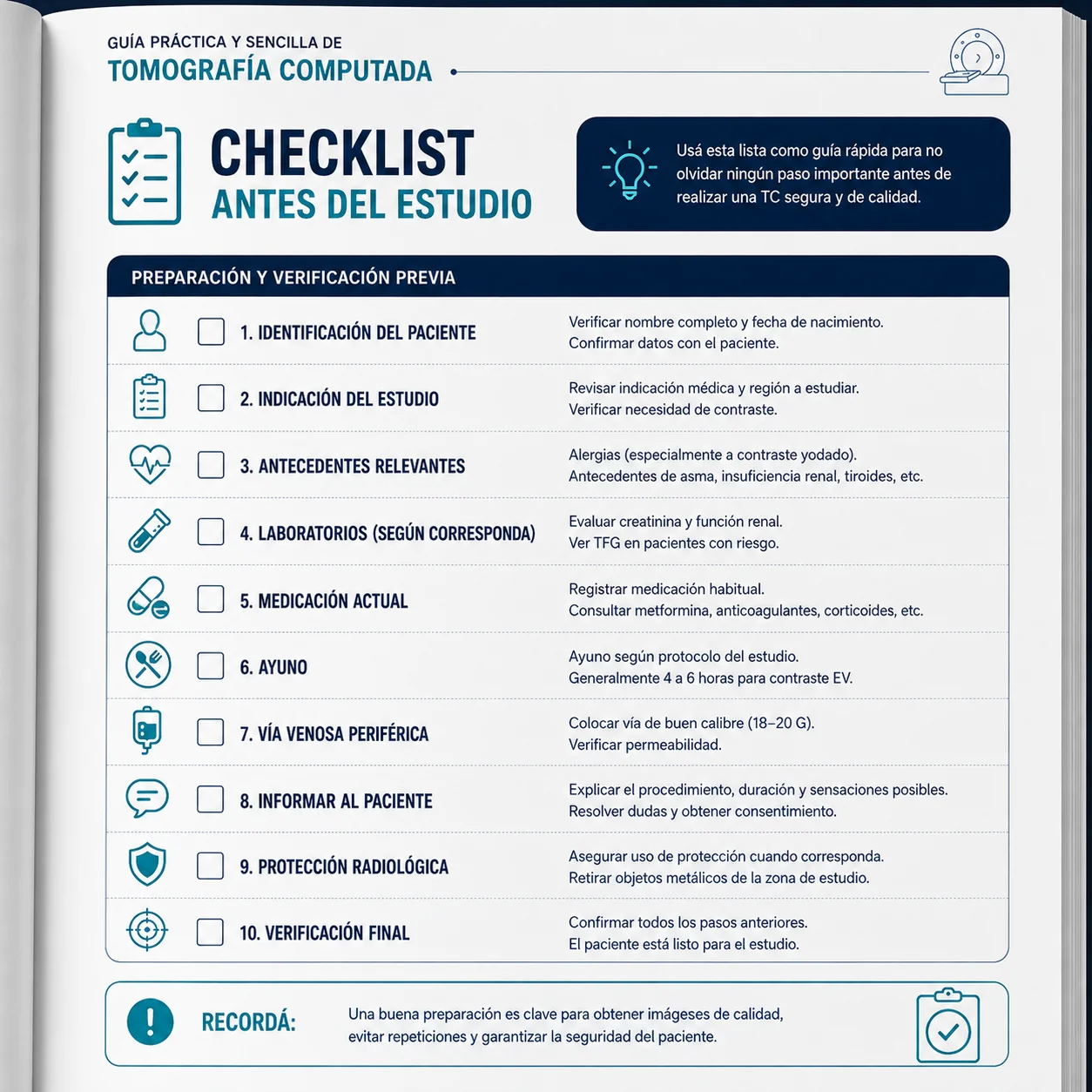Checklist antes del estudio