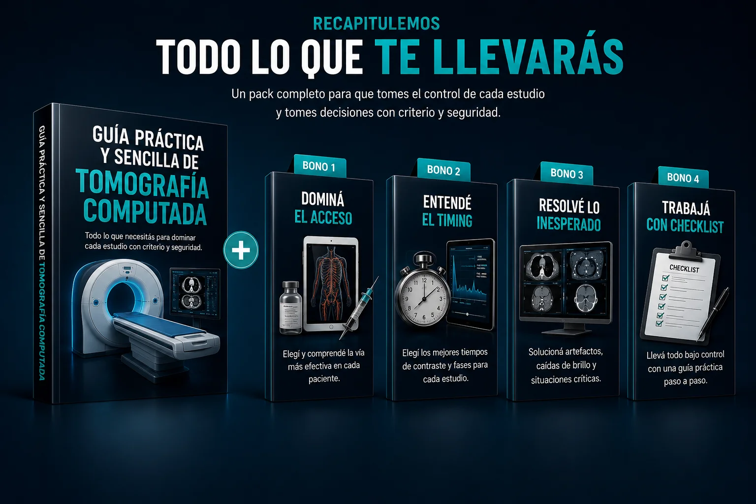 Pack completo: Guía práctica de Tomografía Computada más los 4 bonos digitales