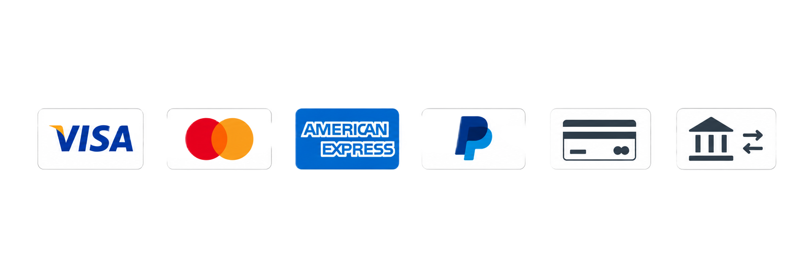 Métodos de pago aceptados: Visa, Mastercard, American Express, PayPal, tarjeta de crédito y transferencia bancaria
